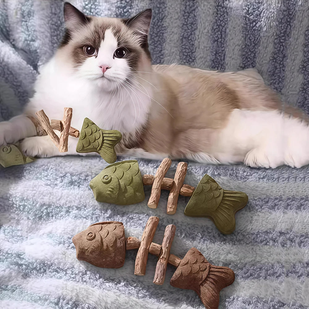 Catnip Balls Funny Fish Bone Cat Toys Lickable Snack Catnip Silvervine Kitten Chewing Cleaning Teeth Toy For Cats Pet Supplies