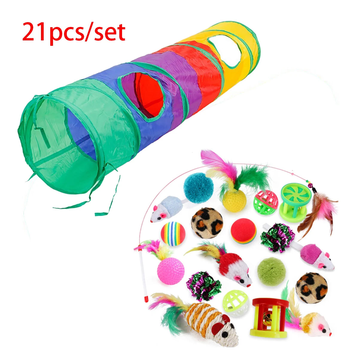 Cat Kitten Toys Variety Pack Pet Cat Toys Combination Set Cat Toy Funny Cat Stick Sisal Mouse Bell Ball Cat Supplies