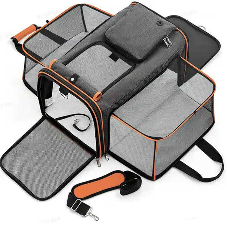 Cat Bag Foldable Large Capacity Cat Outdoor Car Expansion Portable Pet Handbag Breathable Diagonal Cross Bag for Cats and Dogs
