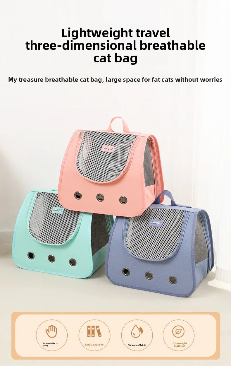 Cat bag hand-held dual shoulder two in one wear-resistant large capacity portable breathable mesh irresistible to cats