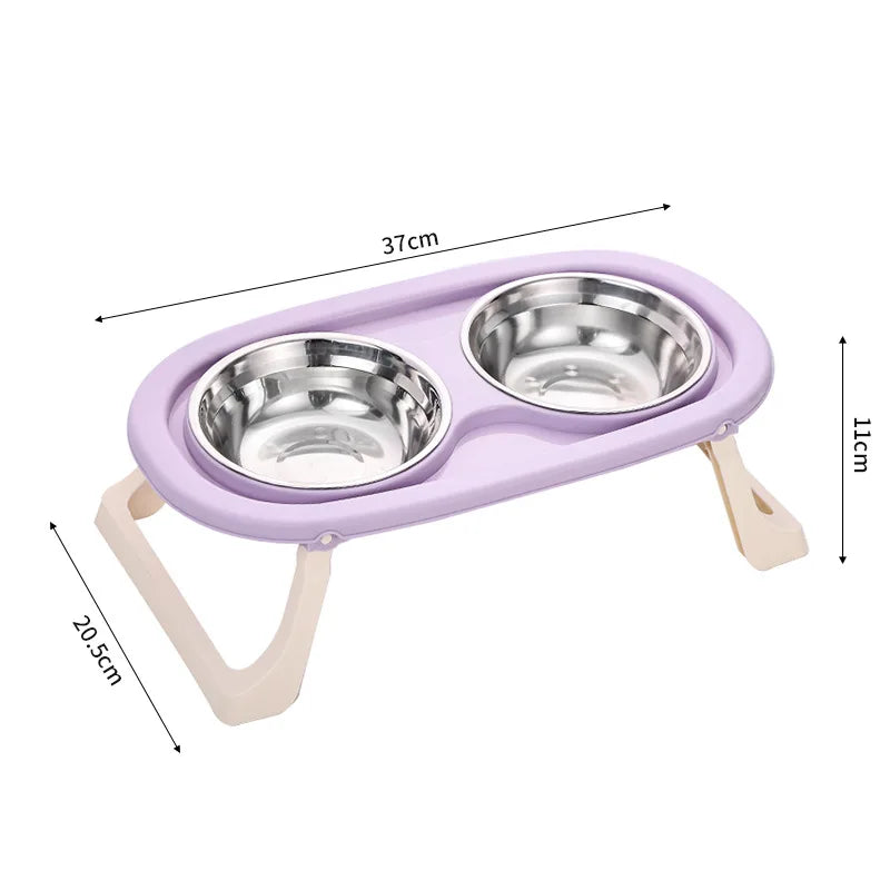 elevated Pet Cat Bowl Feeder Cat Food Bowl With Water Fountain Double Bowl Drinking Raised Stand Dish Bowls For Cats
