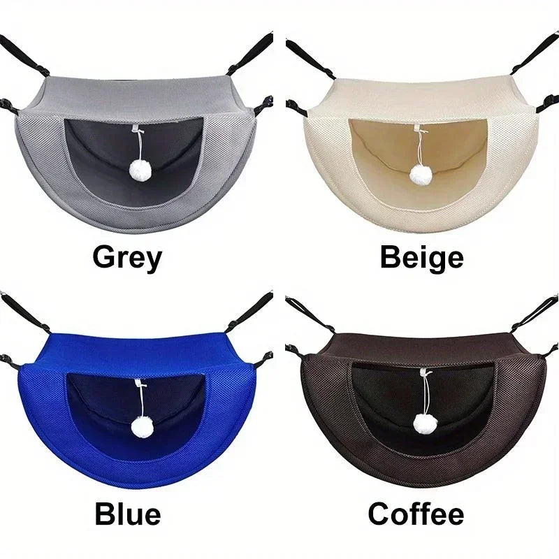 Breathable Mesh Hanging Pet Bed - Adjustable Cat Hammock for Indoor Use, Comfortable Suspended Sleeping Nest with Metal Frame