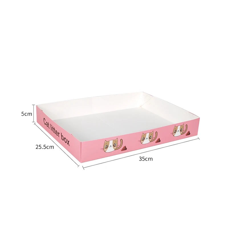 Disposable Cat Litter Box Flodable Paper Cat Trays Lightweight Cardboard Box Waterproof Coating Safe Comfortable Toilet For Pets