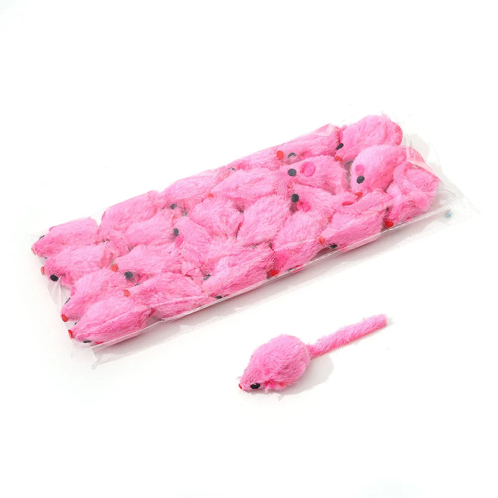 24pcs/pack Pet Cat Mouse Toys Simulation Plush Mouse Toys for Cat Interactive Game Playing Kitten Pet Supplies Random Color