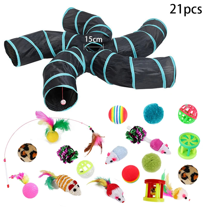 Cat Kitten Toys Variety Pack Pet Cat Toys Combination Set Cat Toy Funny Cat Stick Sisal Mouse Bell Ball Cat Supplies