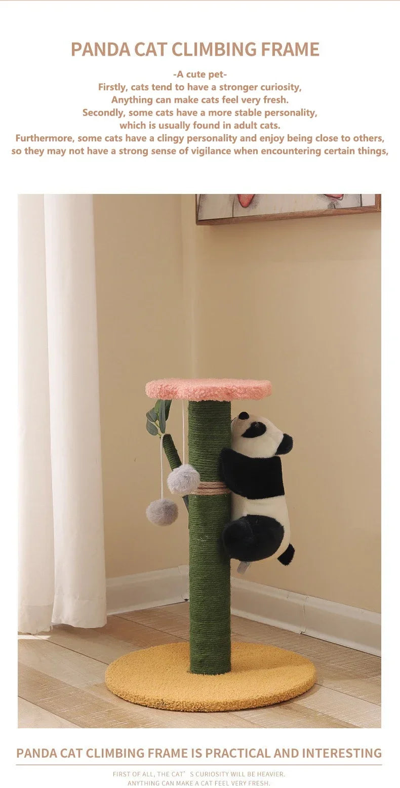 Cat Climbing Frame Sisal Comforts Grinding Claw Nest Wooden Climbing Frame Cat Jumping Platform Cute Panda Modelling Pet Supplie