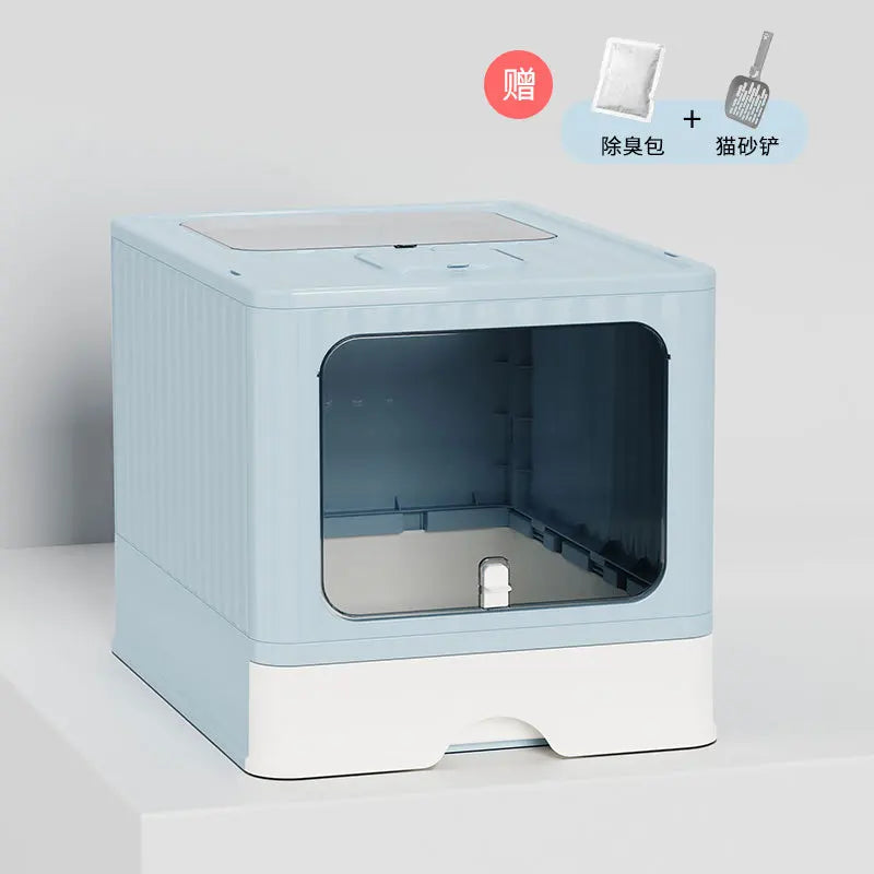 Extra Large Enclosed Cat Litter Box High Sided Anti Splash Tray with Odor Control Sealed Kitty Toilet with Deodorizer Cats