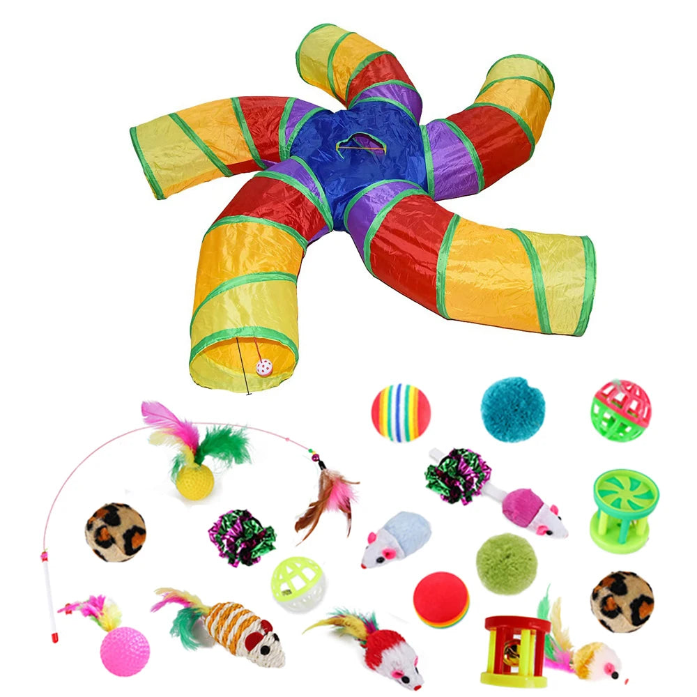 Cat Kitten Toys Variety Pack Pet Cat Toys Combination Set Cat Toy Funny Cat Stick Sisal Mouse Bell Ball Cat Supplies