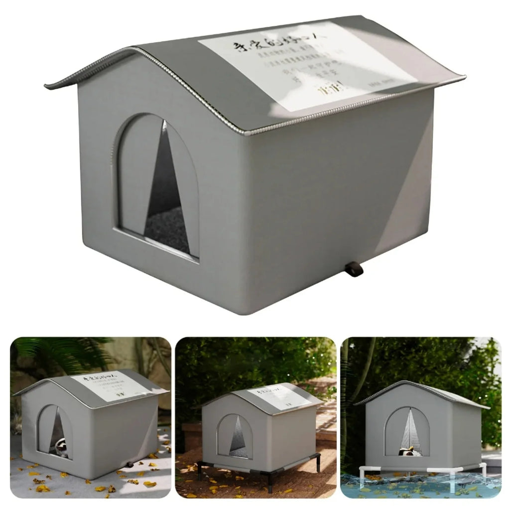 Four Seasons Cat House Outdoor Waterproof Pet Shelter for Cold Weather Stray Cats Dogs Thermal Insulated Windproof Design