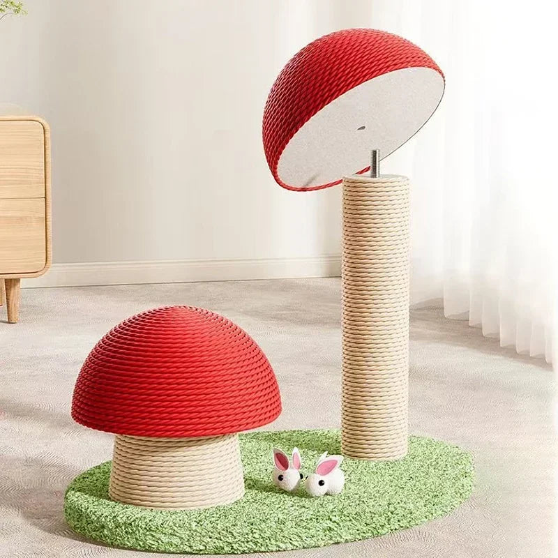 Cat Grab Column Cute Mushroom Shape Cat Scratching Post Sisal Material Wear-resisting Pets Toy Pet Training Supplies Accessories