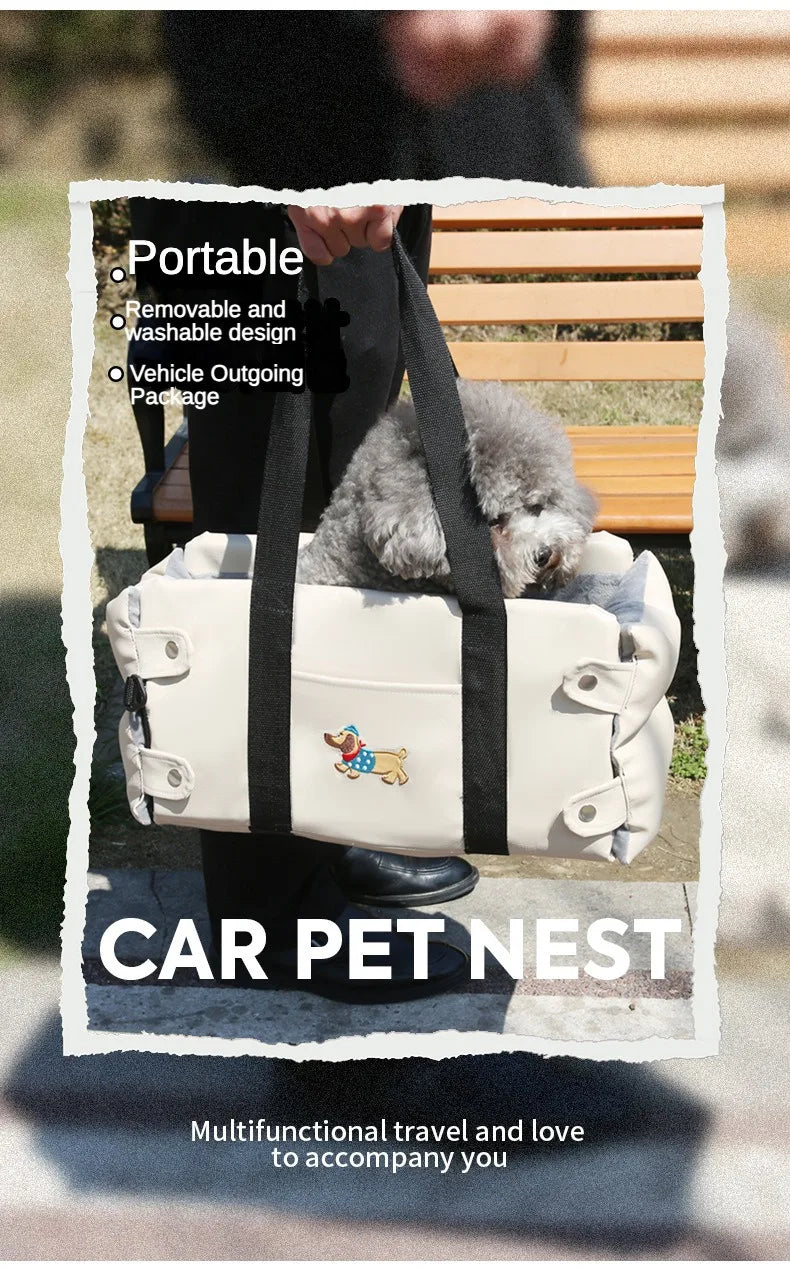 Dog Carrier Car Central Control Pet Safety Seat Dog House Cushion Pet Car Supplies Cat Mat Dog Car Seat Dog Nest PU Leather