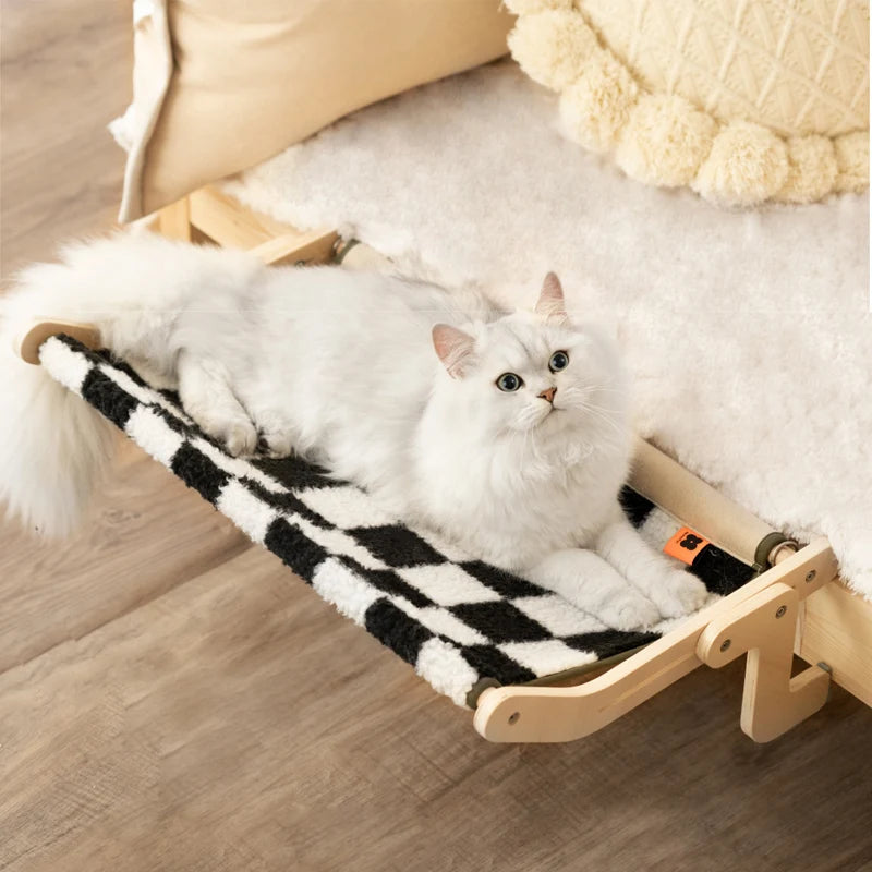 Hanging Pet Cat Bed Window Hammock Sofa House Furniture Kitten Indoor Washable Removable Seat Wooden Sleeping Bed Perch Shelves