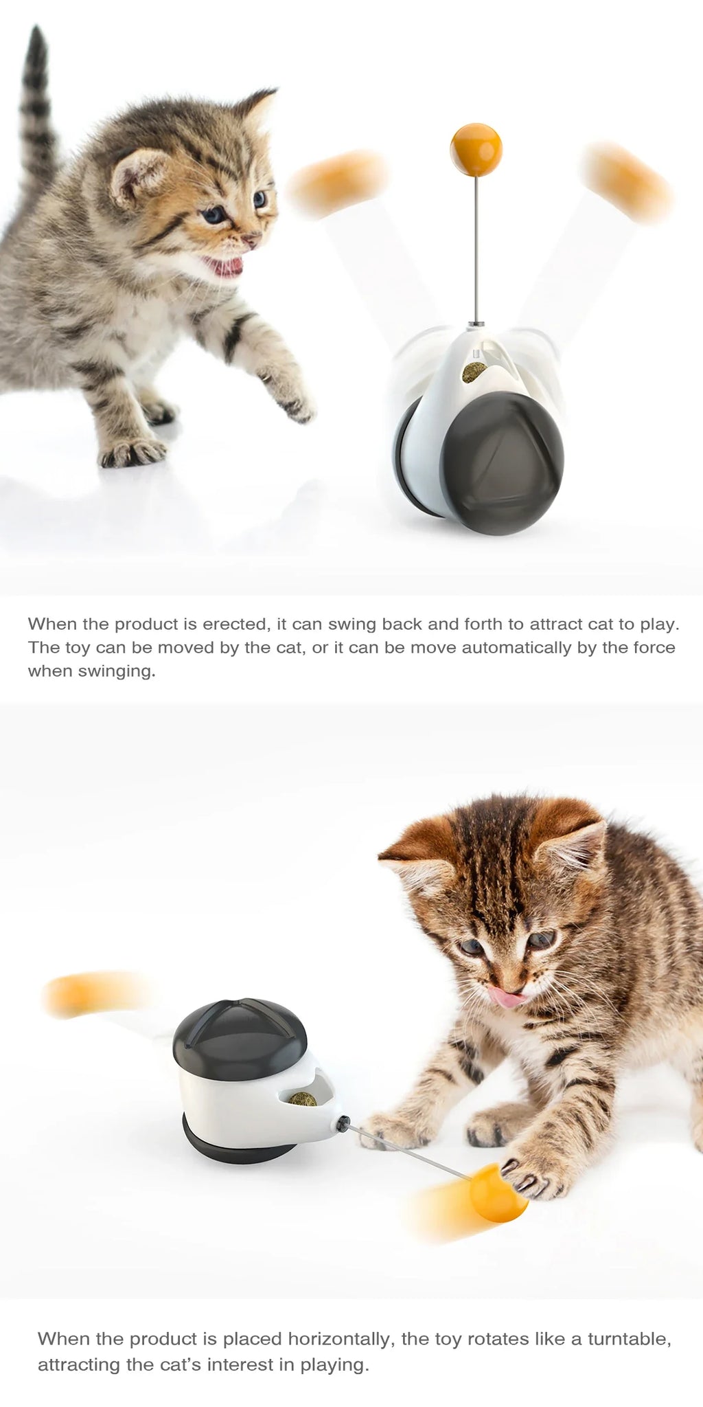 Funny Pet Products for Dropshipping, Interactive Balance Car Cat Chasing Toy With Catnip, Tumbler Swing Toys for Cats Kitten