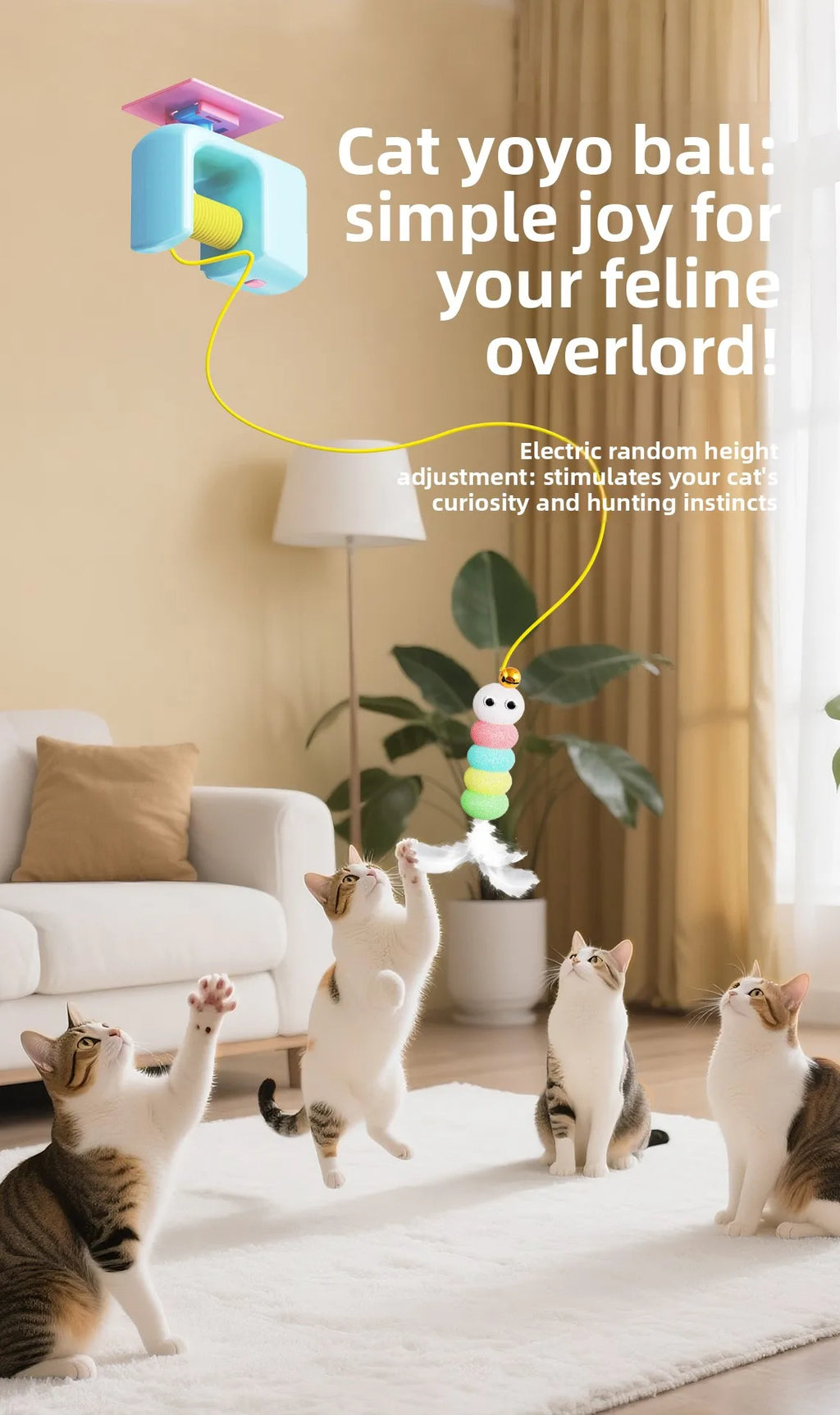 Funny Interactive with Cat Toys Pet Self-entertainment Electric Smart Cat Teaser Hanging Door Yo-Yo Balls Toy  Cats Supplies