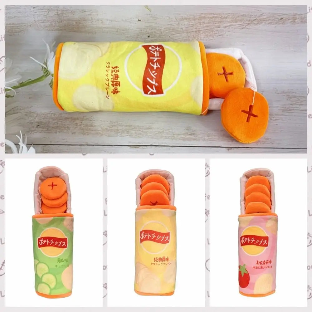 Bite Resistant Simulated Potato Chip Dog Toy Wear Resistant Removable Pet Snuffle Toy Plush Interactive Dog Puzzle Toys