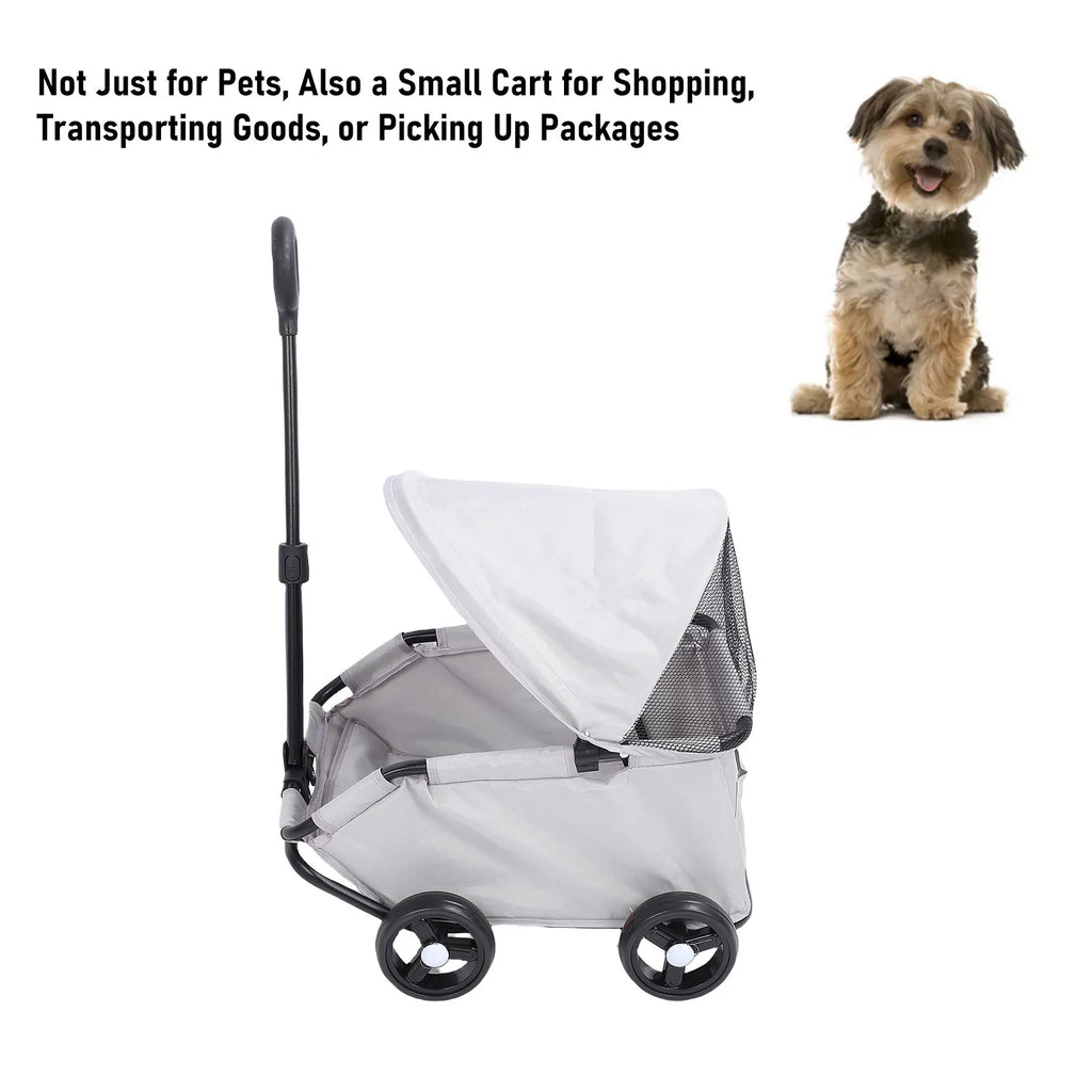 Foldable Pet Stroller with Canopy 4 Wheels Pet Strolling Cart for Small Dogs Cats Lightweight Easy Assembly Multifunctional Use