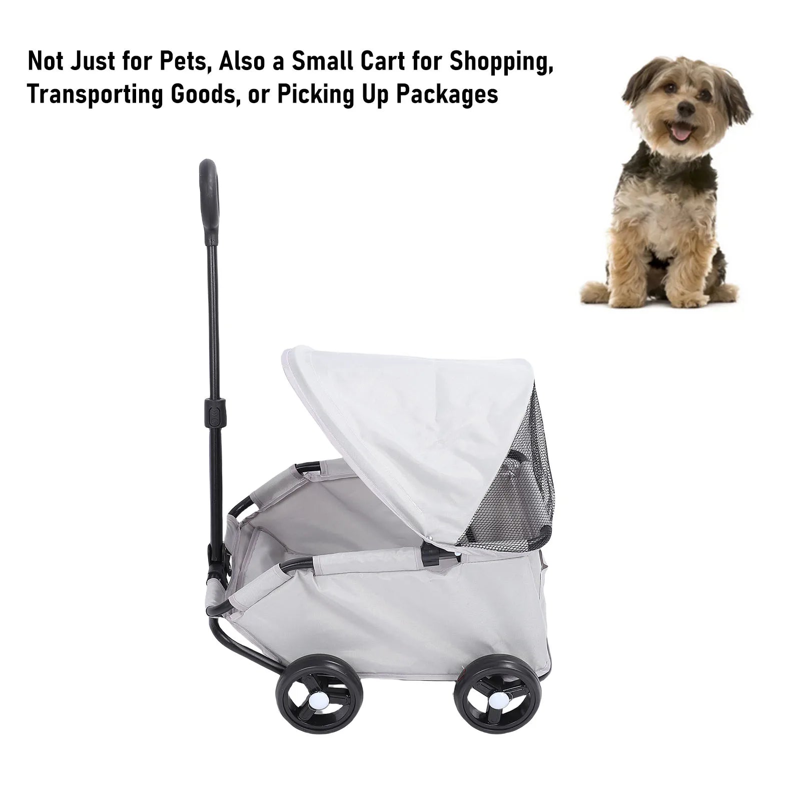 Foldable Pet Stroller with Canopy 4 Wheels Pet Strolling Cart for Small Dogs Cats Lightweight Easy Assembly Multifunctional Use