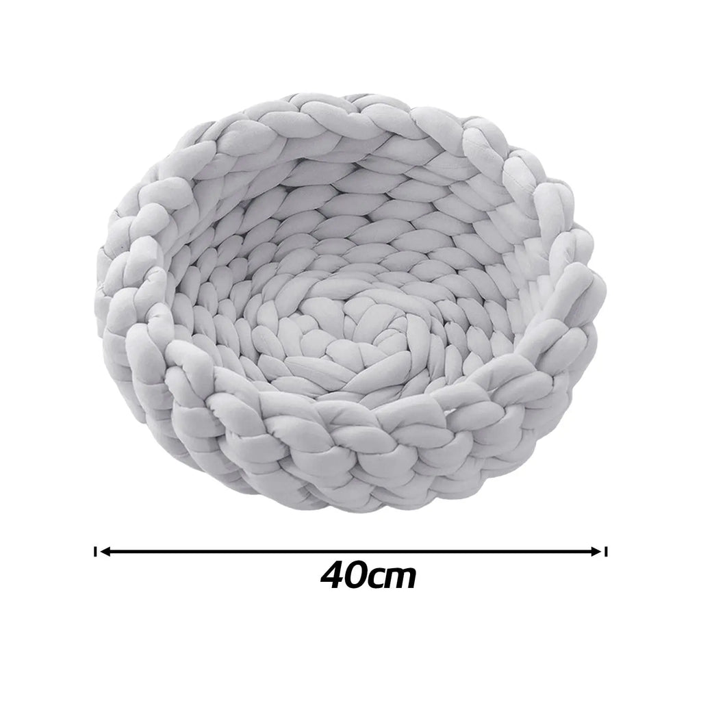 Handwoven Cat Nest Bed Non Slip Durable Round Shape Portable All Seasons Kitten Calming Bed Soft for Pet Supplies Small Dog