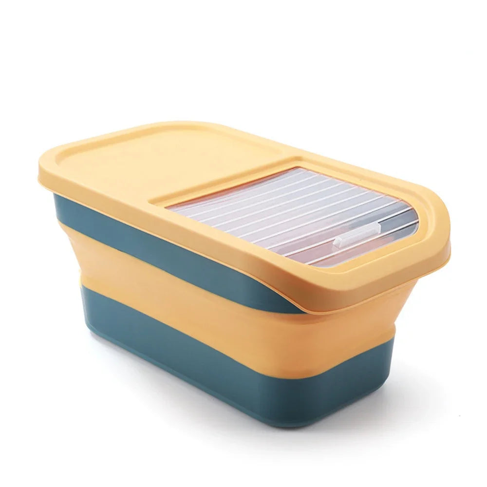 Collapsible Cat Dog Food Storage Container with Lid Folding Pet Food Container Airtight Sealing Box Kitchen Grain Storage Boxes