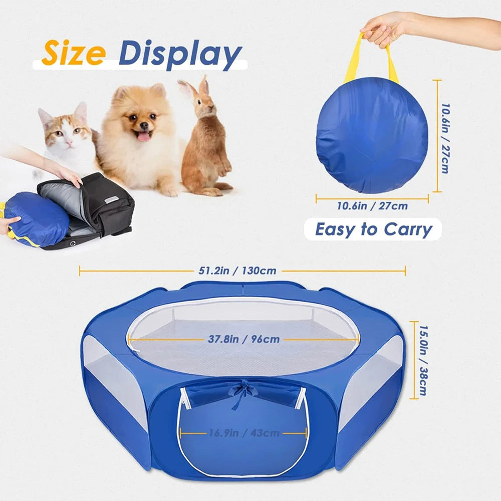 Animal Playpen Pet Portable Foldable Exercise Fence with Side Door Outdoors Pet Cage Tent for Cats/Dogs/Rabbits/Hamster