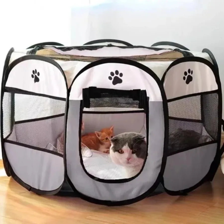 1PCPortable Foldable Pet Tent - Octagonal Fence Design, Suitable for Puppies & Cats, Easy-to-Use Outdoor Shelter