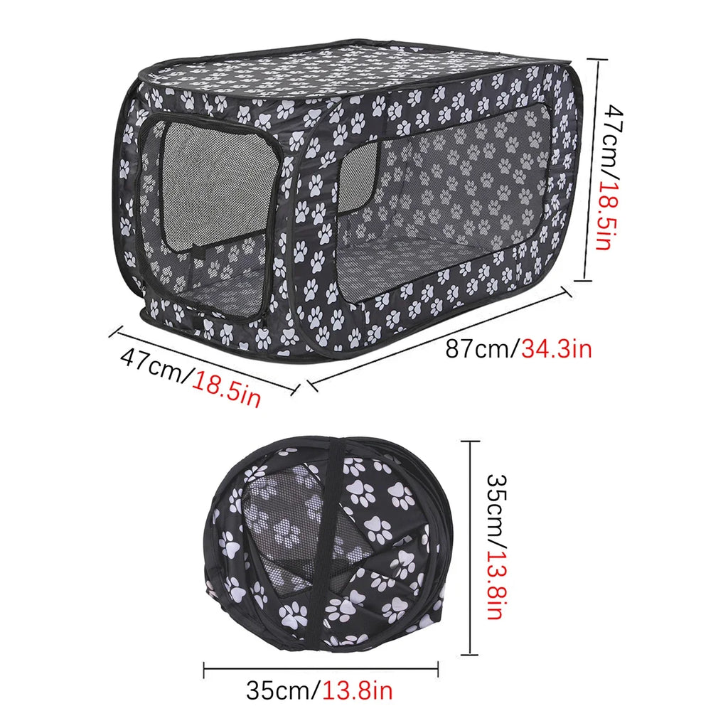 Indoor & Outdoor Foldable Portable Pop-Up Pet Carrier Tent with Mesh Window Zippered Door for Pet Small Dog & Cat Travel Carrier