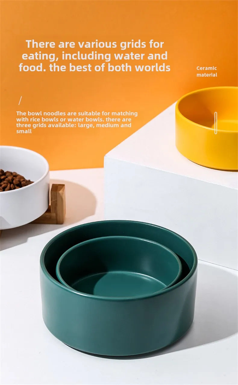 Ceramic Pet Bowl Dish With Wood Stand No Spill Pet Ceramic Double Bowl For Dog Cat Food Water Feeder Cats Small Dogs Pet bowl