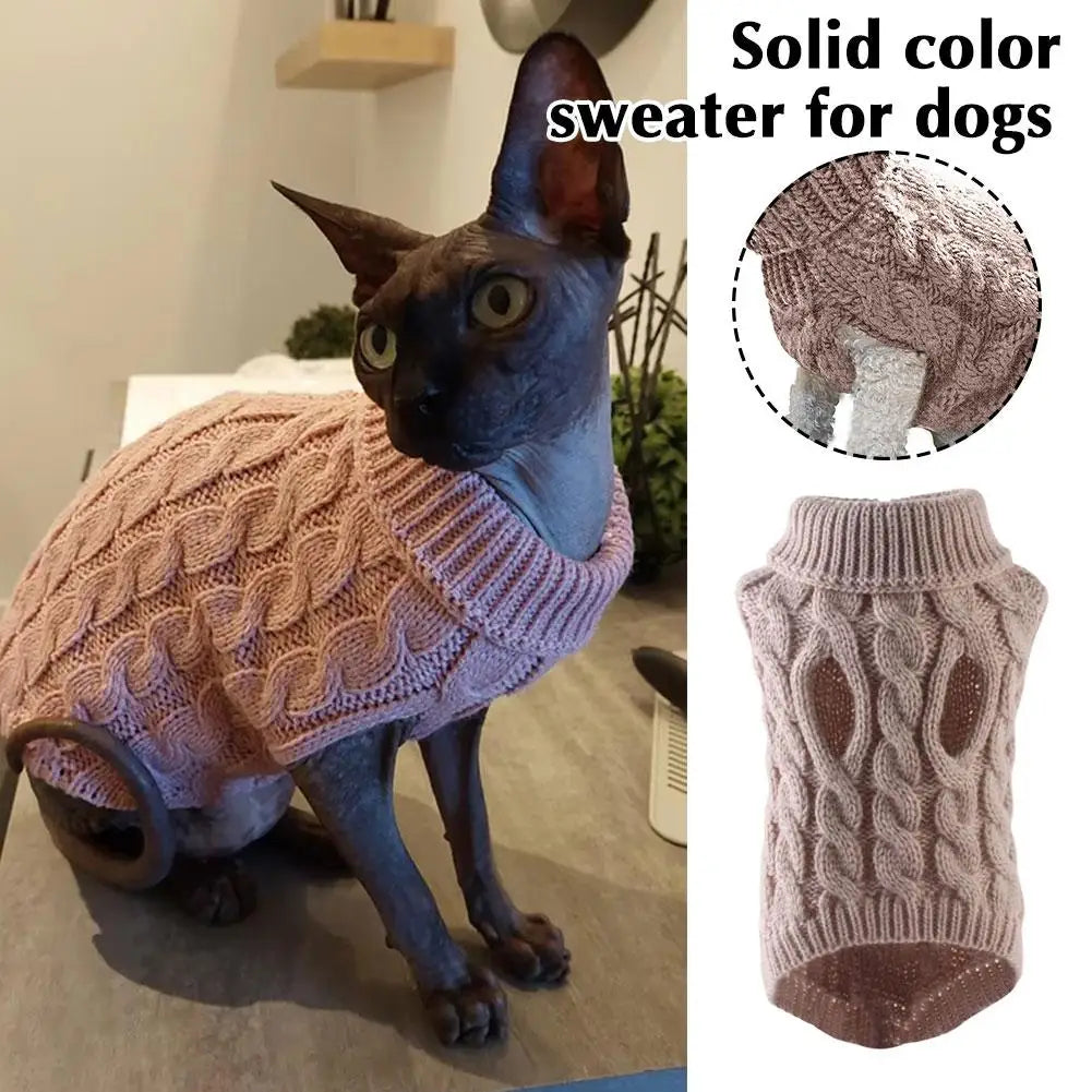 2025 New Pet Small Pet Dog Clothes Sweater Fashion Autumn Winter Solid Fried Dough Twists Knitting Warm Comfort Clothing