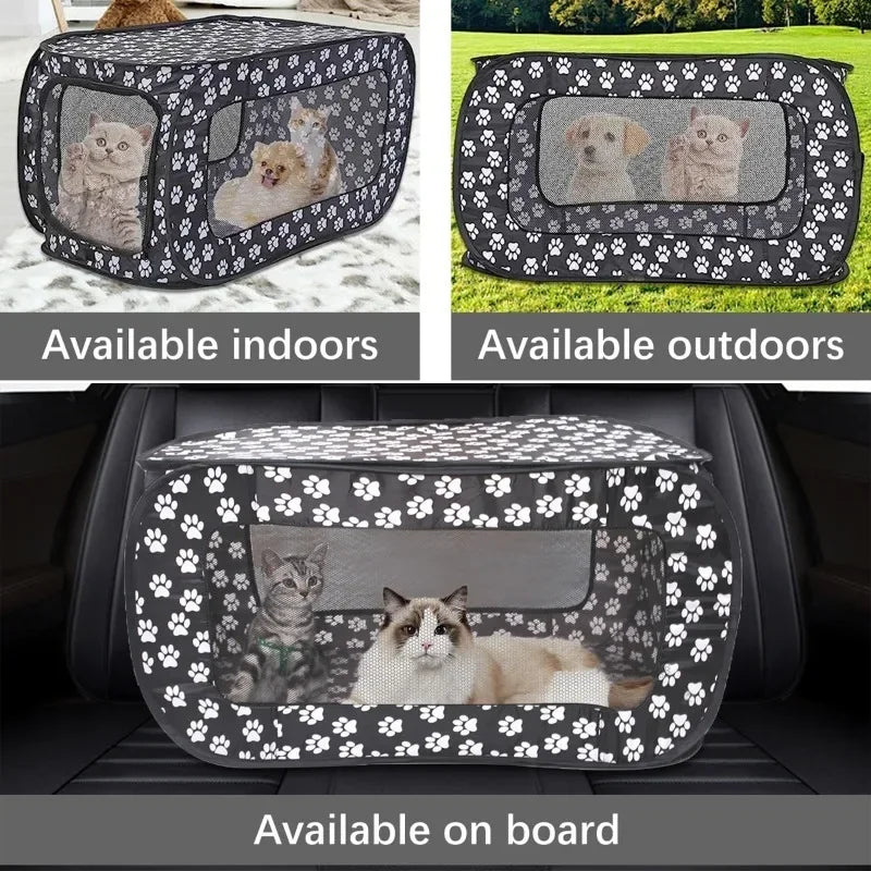 Indoor & Outdoor Foldable Portable Pop-Up Pet Carrier Tent with Mesh Window Zippered Door for Pet Small Dog & Cat Travel Carrier