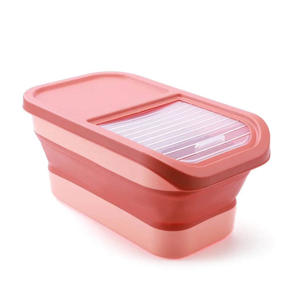 Collapsible Cat Dog Food Storage Container with Lid Folding Pet Food Container Airtight Sealing Box Kitchen Grain Storage Boxes