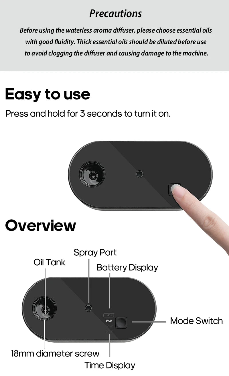 Electric Aromatherapy Diffuser Machines Waterless Aroma Diffusers Work with Essential Oils Bottles Emit Fragrances Perfect