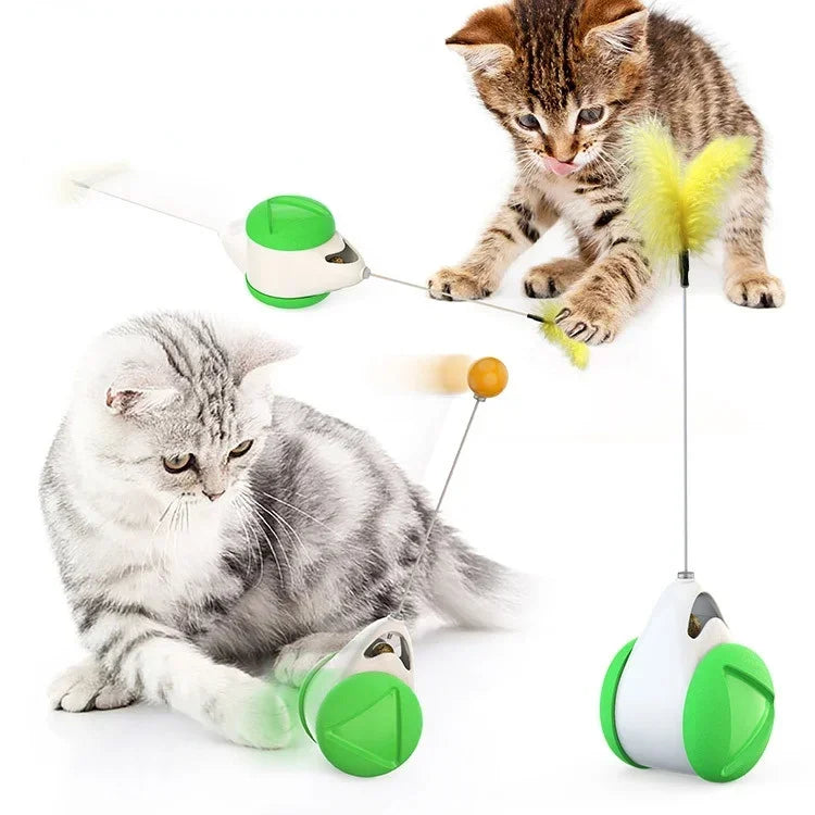 Funny Pet Products for Dropshipping, Interactive Balance Car Cat Chasing Toy With Catnip, Tumbler Swing Toys for Cats Kitten