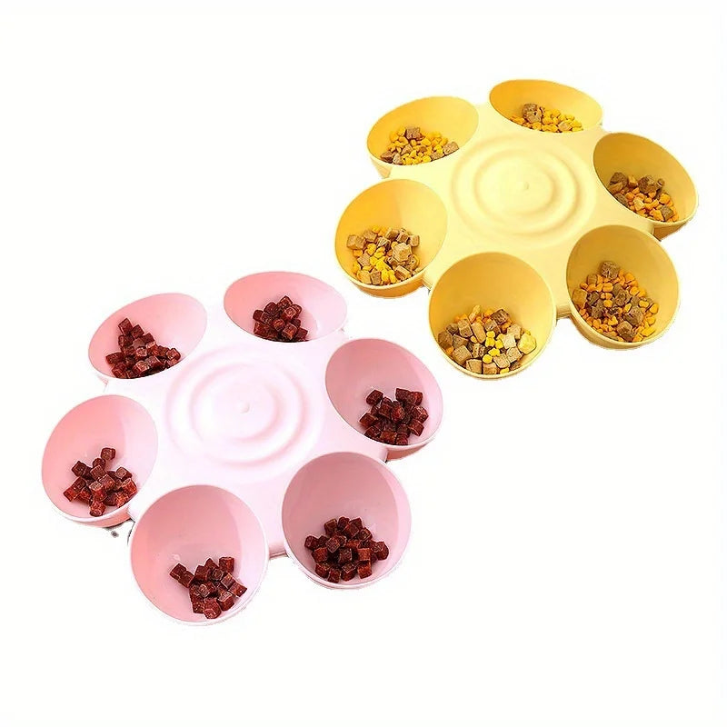 6-in-1 Pet Pet Pet Petal Shaped Cat Bowl, Multi Pet Edible, Multi Functional, Tilted Slow Feed Bowl for Food and Water