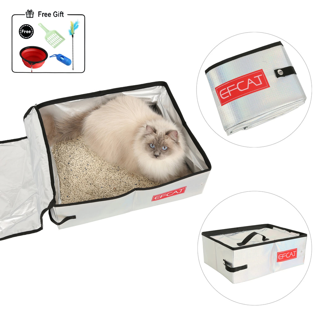 EFCAT Portable Cat Simple Litter Box With Cover Foldable Waterproof Large Size Outdoor Pet Kitten Travel Toilet
