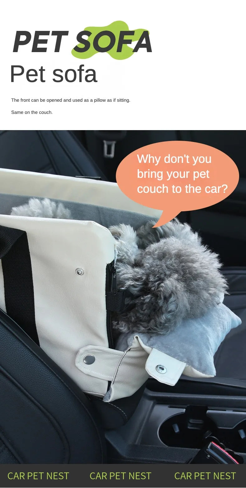 Dog Carrier Car Central Control Pet Safety Seat Dog House Cushion Pet Car Supplies Cat Mat Dog Car Seat Dog Nest PU Leather
