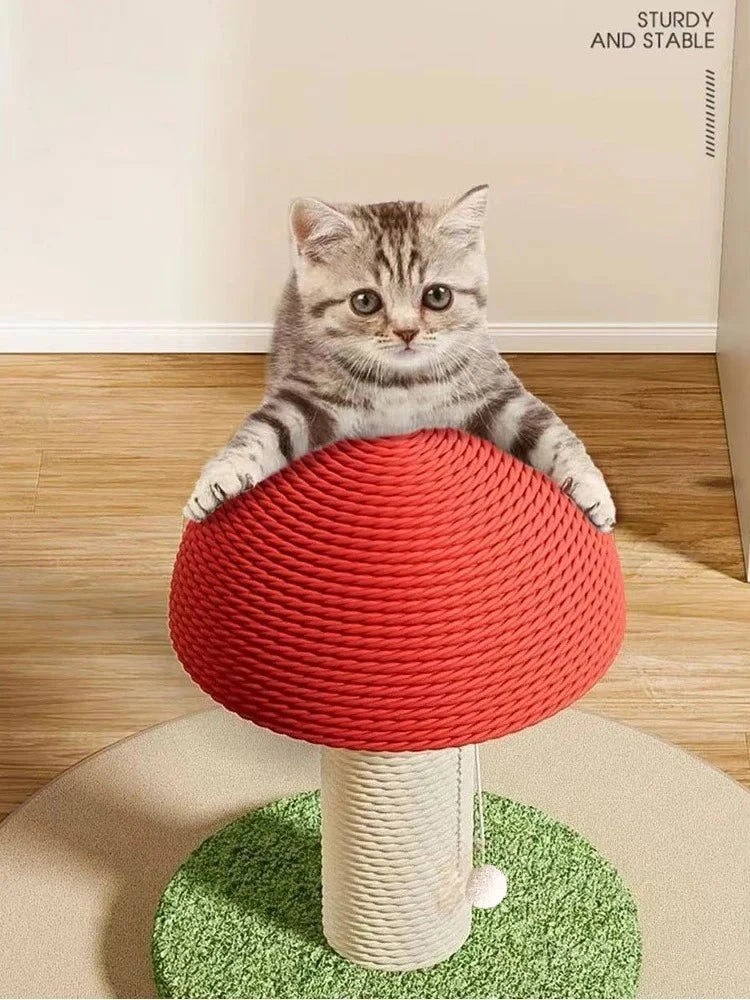 Cat Grab Column Cute Mushroom Shape Cat Scratching Post Sisal Material Wear-resisting Pets Toy Pet Training Supplies Accessories
