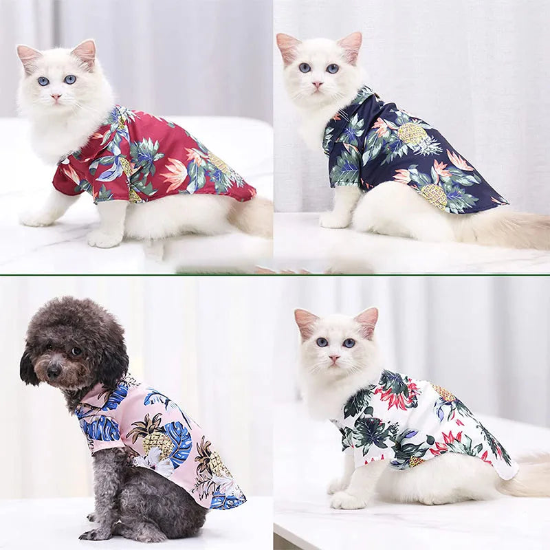 Hawaiian Style Puppy Clothes for Small Medium Dogs T-shirt Pet Clothing French Bulldog Vest Pets Outfits Chihuahua Costumes