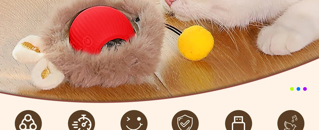 Cat Interactive ball Toy, Automatic Rolling Ball with Tail, Rechargeable Smart Pet Interactive Toy, Intelligent toy for Cat