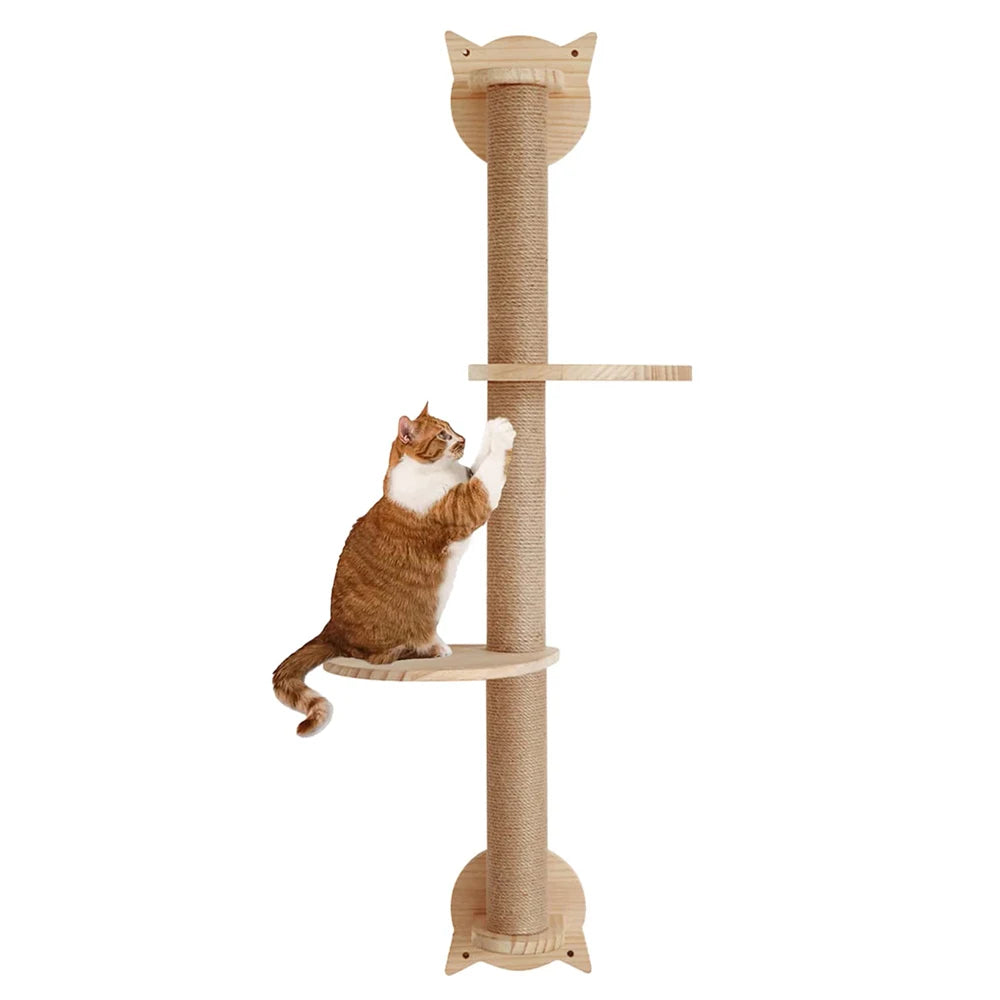 Cat Scratching Posts with 2 Perches Platforms Wall Mounted Climbing Shelves Sisal Scratcher For Cats Tree Tower Pet Accessories