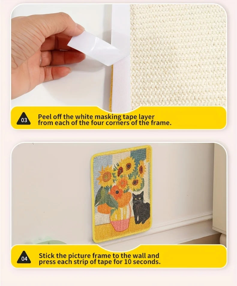 Durable Wall-Mounted Cat Scratching Post & Mat - Stitched Edges,Soft Fabric for Indoor Clawing Play,Space-Saving Design for Cats