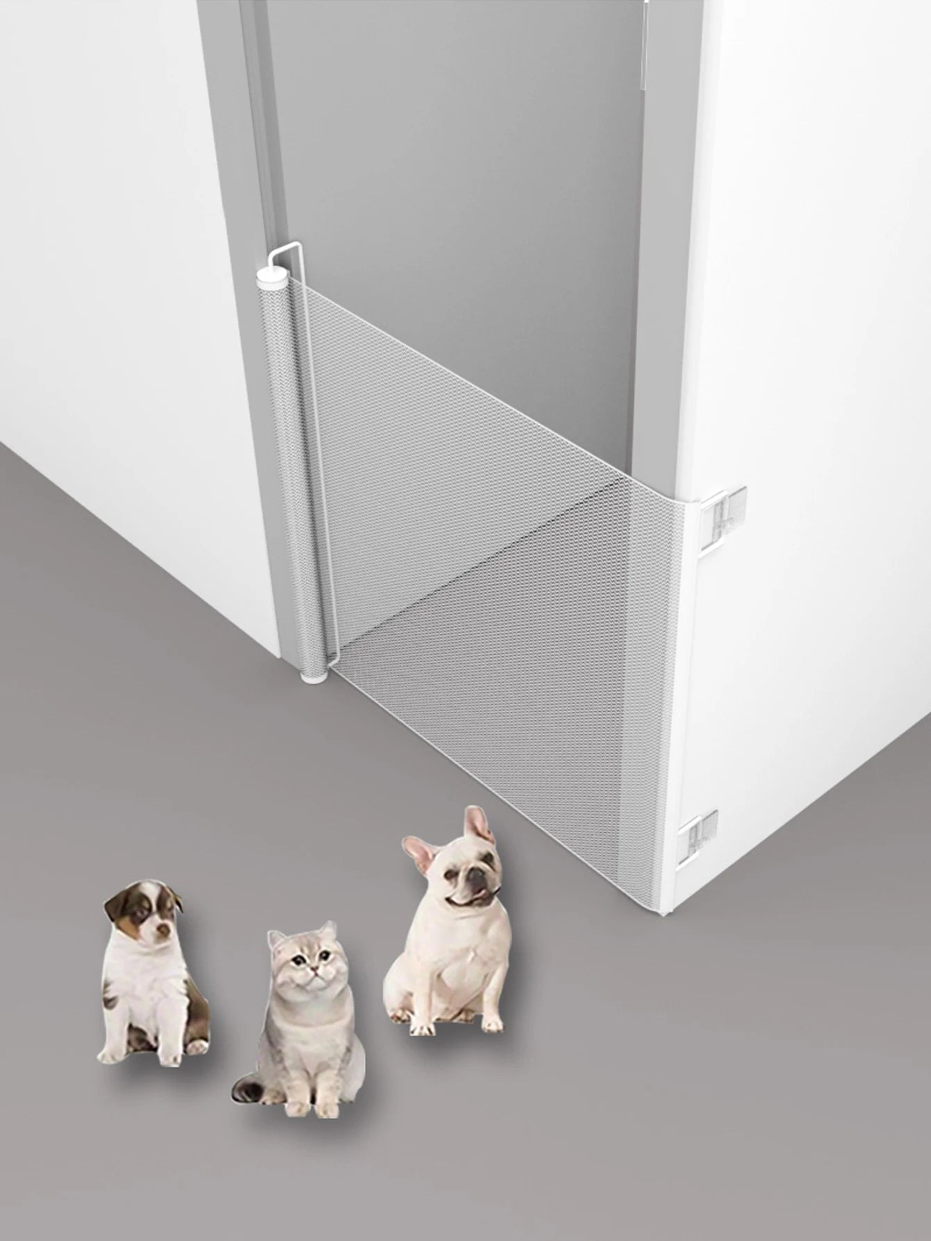 2025 Hot Retractable Pet Gate - Anti-Escape Reinforced Mesh, No-Drill Safety Barrier for Puppies/Kittens, Stairs/Hallway/Balcony