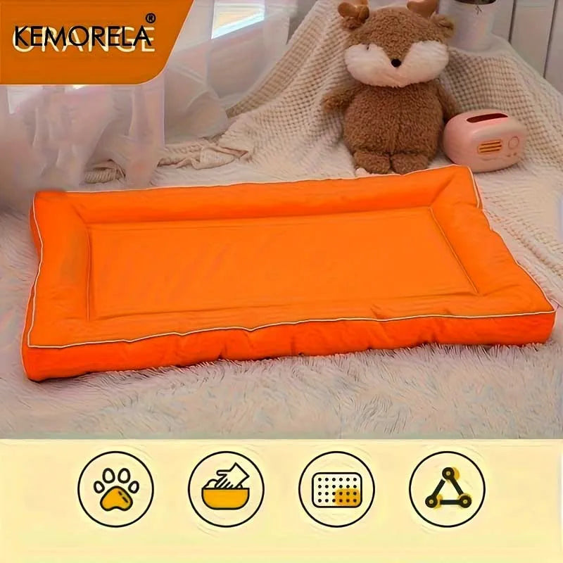 Extra Large Square Pet Bed Non-Slip Polyester Mat Cooling Design for Dogs & Cats Universal All-Season Use Multiple Color Options