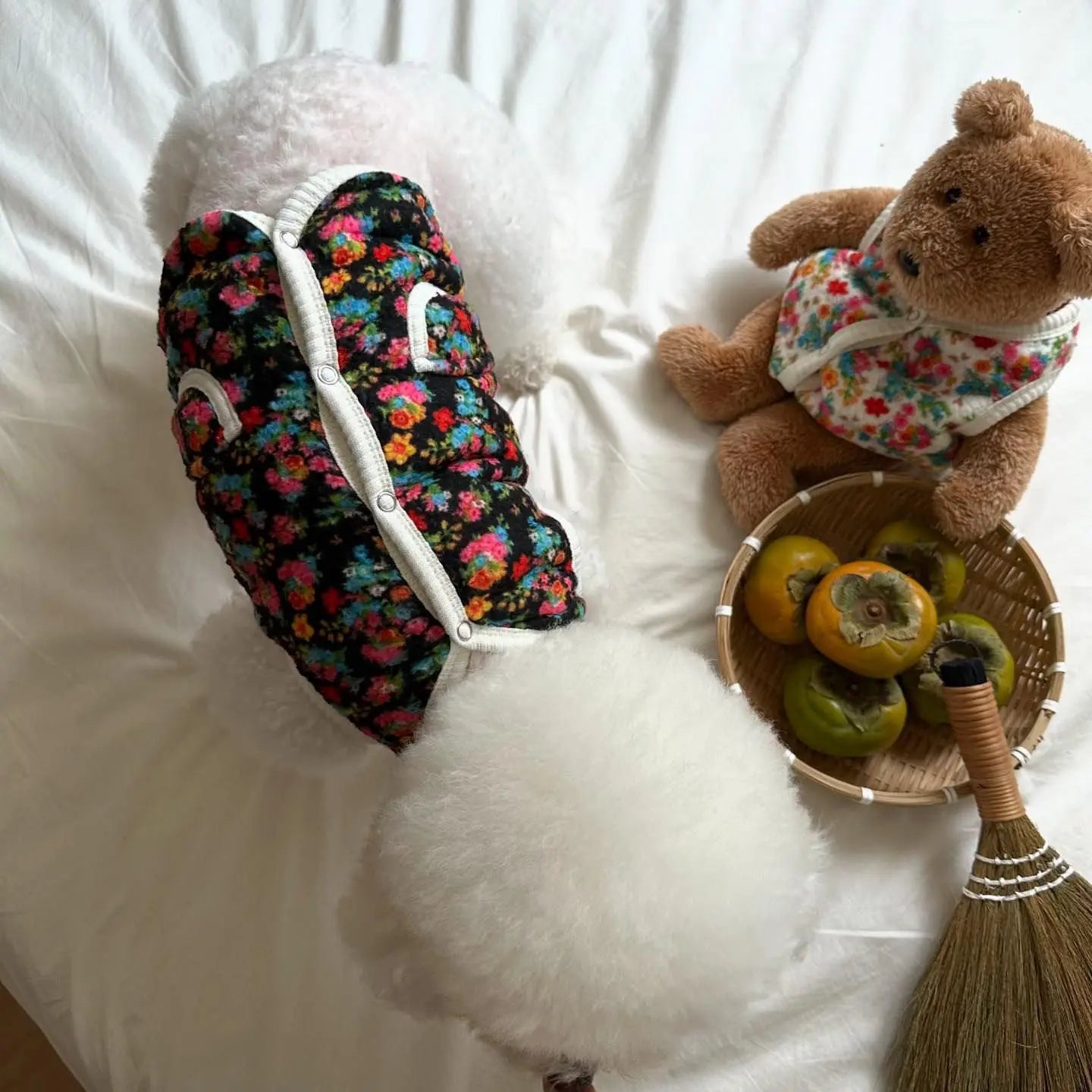 Cotton Pet Dog Clothes Pet Classic Shabby Flower Coat Bichon Winter Clothes Teddy Warm Vest Pretty Puppy Clothing Small Dogs