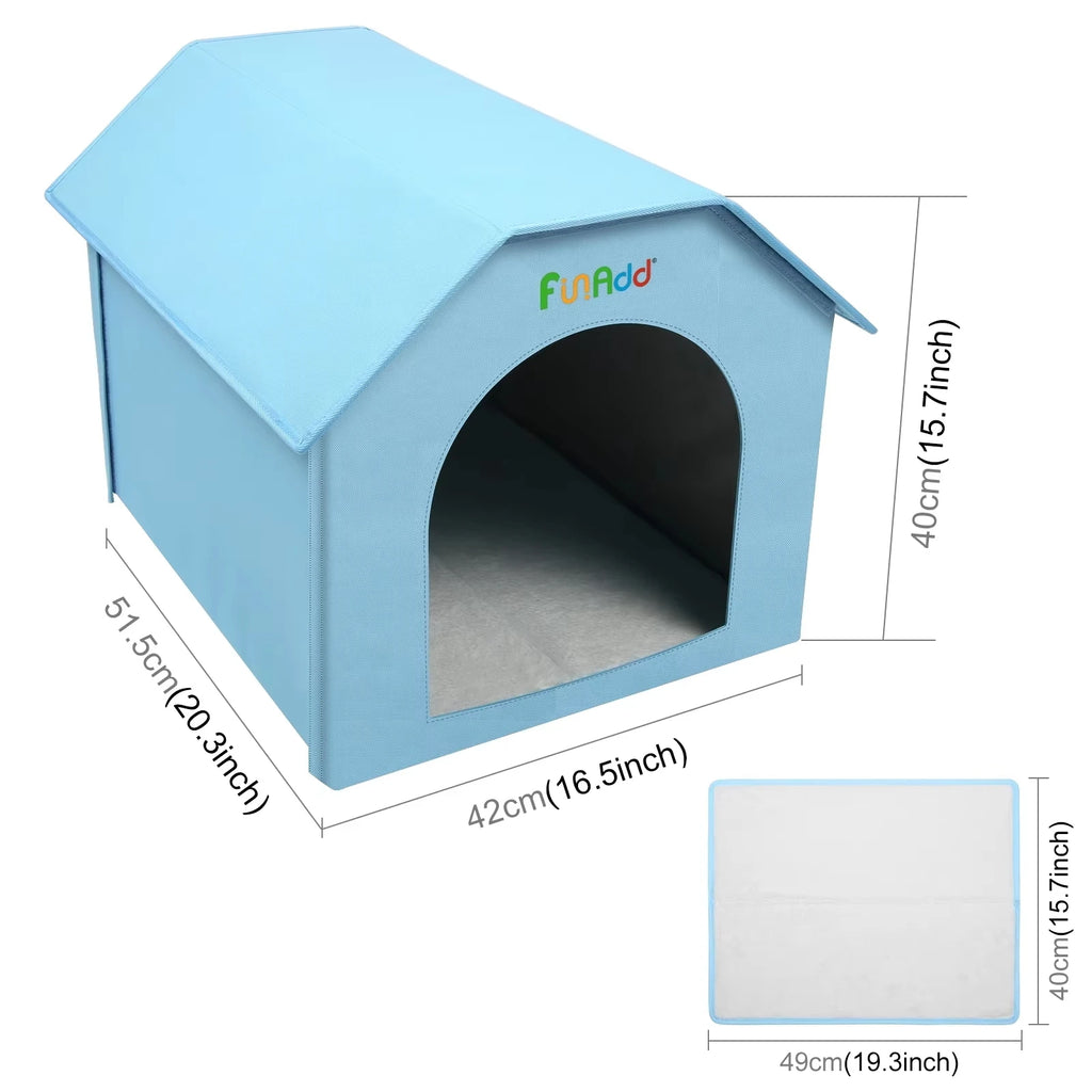 FUNADD Extra Large Folding Weatherproof Pet Houses with Removable Mat Pets Indoor And Outdoor Sleeping