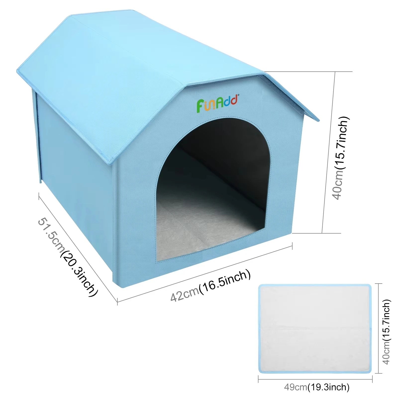 FUNADD Extra Large Folding Weatherproof Pet Houses with Removable Mat Pets Indoor And Outdoor Sleeping
