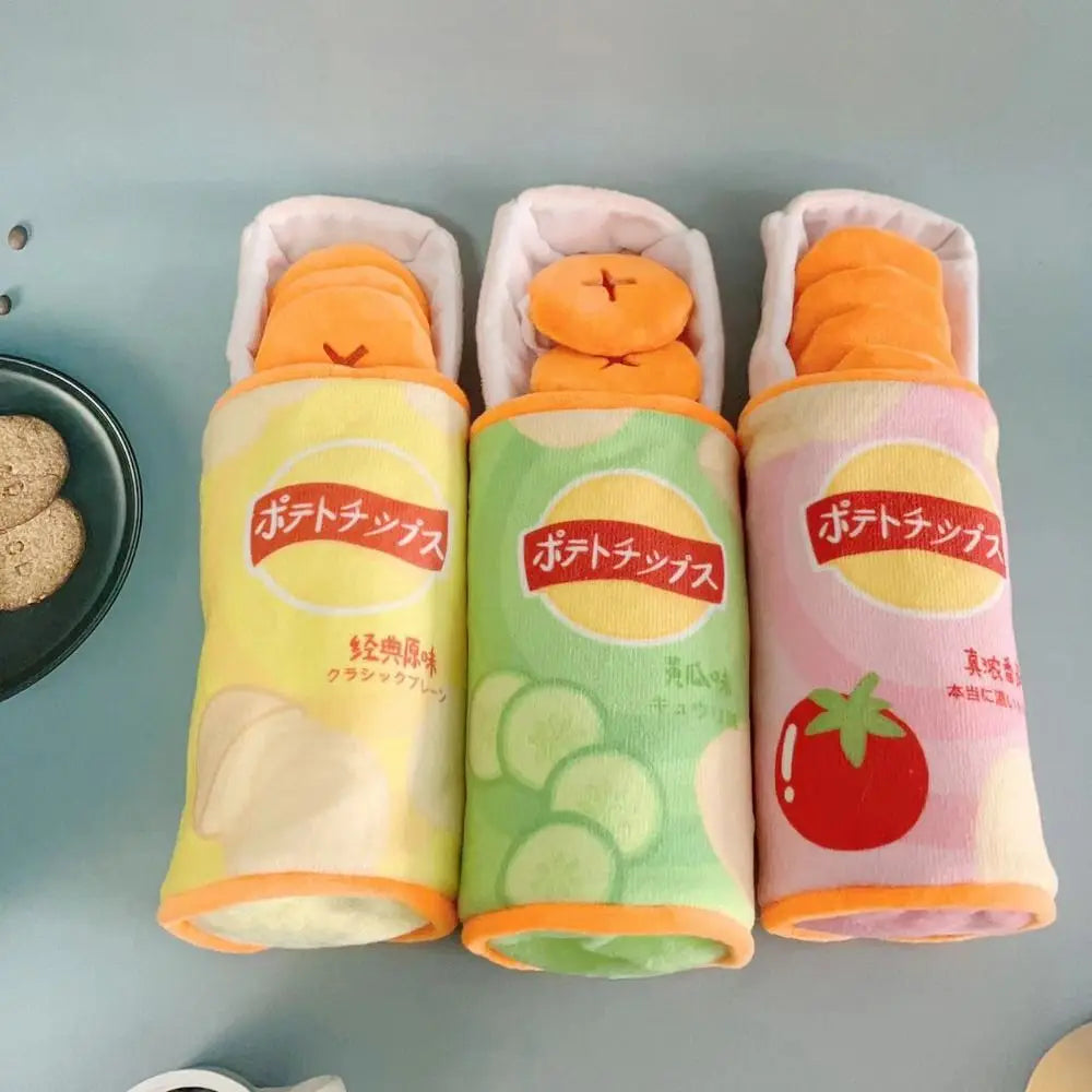 Bite Resistant Simulated Potato Chip Dog Toy Wear Resistant Removable Pet Snuffle Toy Plush Interactive Dog Puzzle Toys