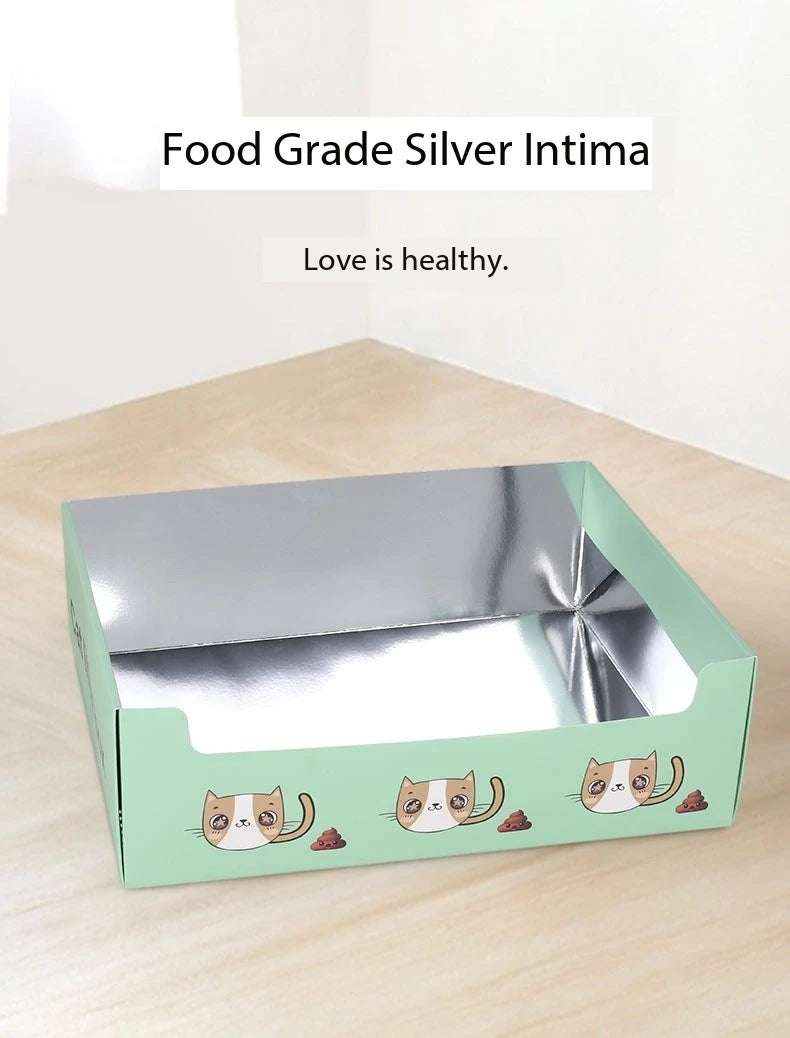 Disposable Cat Litter Box Flodable Paper Cat Trays Lightweight Cardboard Box Waterproof Coating Safe Comfortable Toilet For Pets