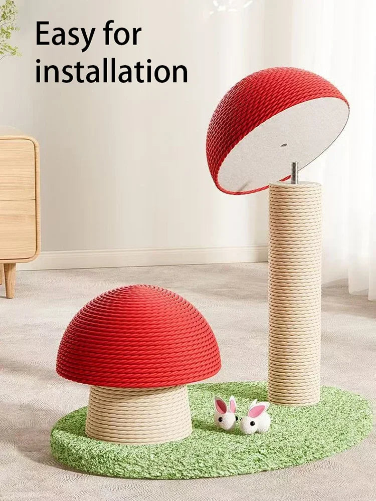 Cat Grab Column Cute Mushroom Shape Cat Scratching Post Sisal Material Wear-resisting Pets Toy Pet Training Supplies Accessories