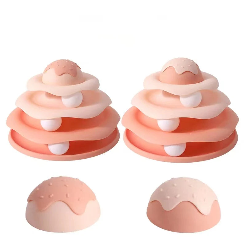 Cat Track Toys Three Layer Turntable Educational Play Track Tower Cat Teaser Toy Indoor Cat Supply Cat Toy Cat Teasing Artifact