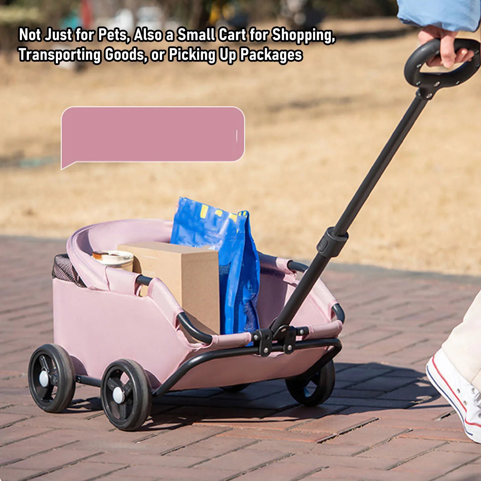 Foldable Pet Stroller with Canopy 4 Wheels Pet Strolling Cart for Small Dogs Cats Lightweight Easy Assembly Multifunctional Use